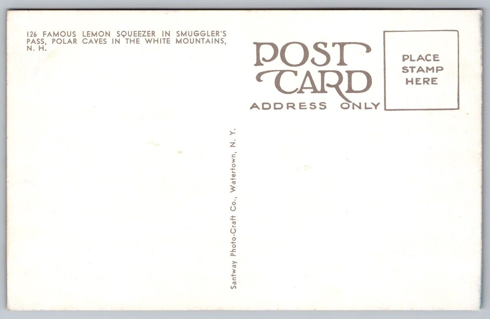 White Mountains New Hampshire Nh Famous Lemon Squeezer In Smugglers Unp Postcard eBay