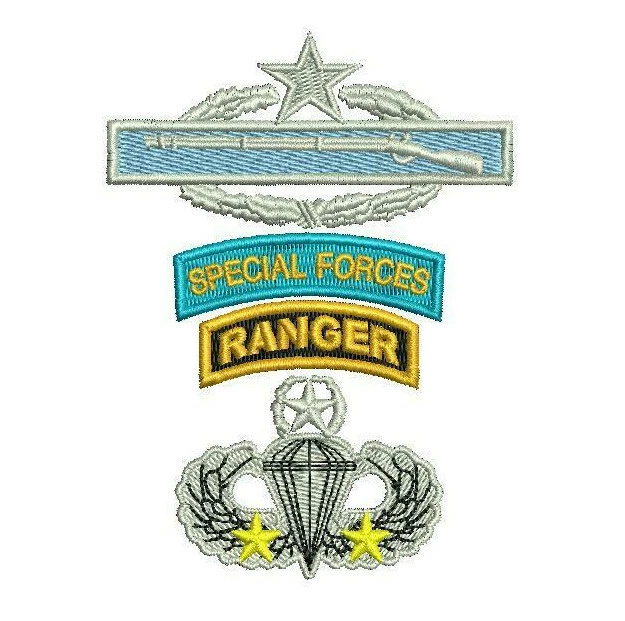 2nd Award CIB SF Ranger Master ABN Combat Jump Wings Embroidered Polo Shirt