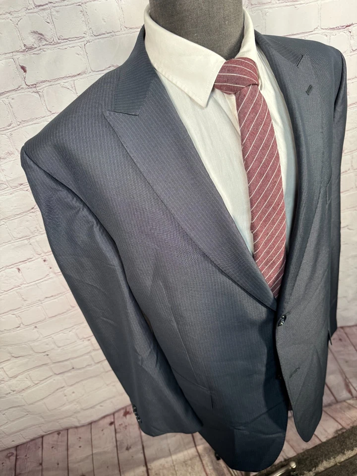 SEAN JOHN Mens Gray REG FIT PINSTRIPE Pleated 2pc Suit 46R Jacket 40x29 Pant - Image 4 of 4