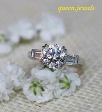 Lab-Created 2.41CT Round Cut Diamond 14K White Gold Over Engagement Wedding Ring