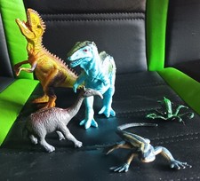 Dinosaurs T Rex 1995 Zebra Tailed Lizard Octopus Plastic Rubber Toys Lot Of 5