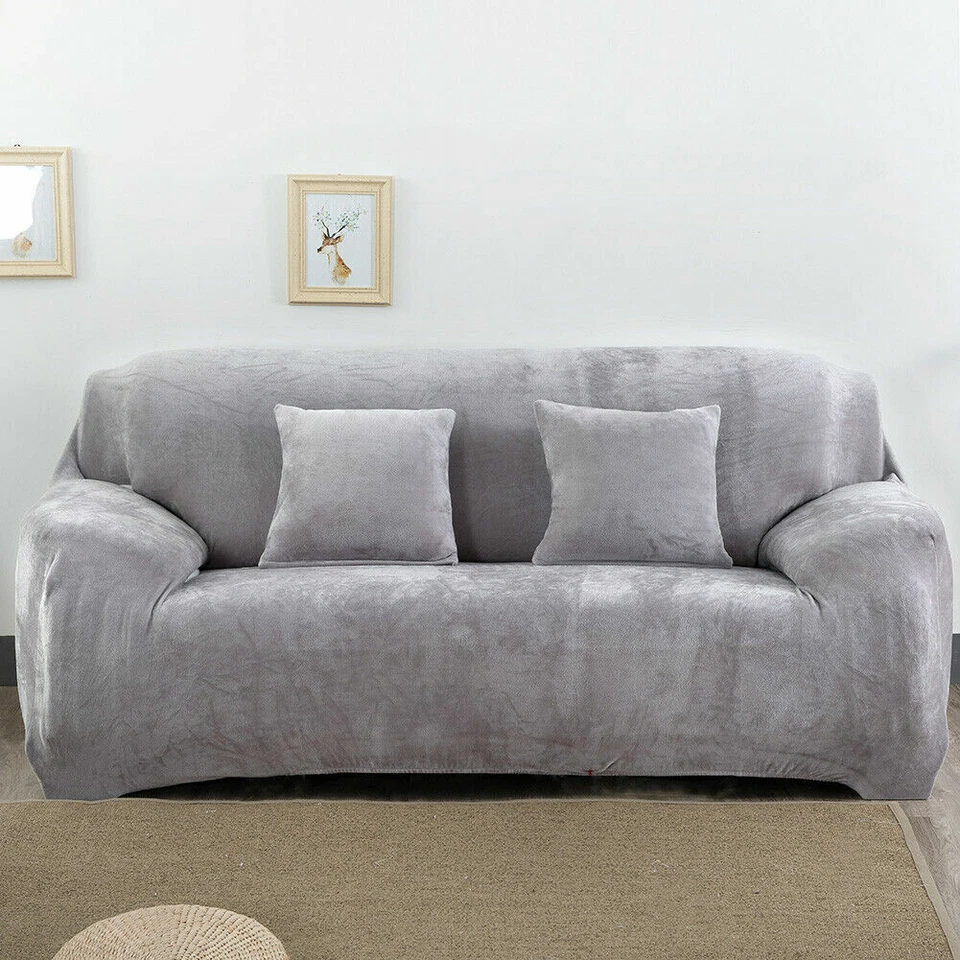 1–4 Seat Stretch Sofa Covers Couch Chair Slipcover Velvet Plush Protector Decor - Image 4 of 4