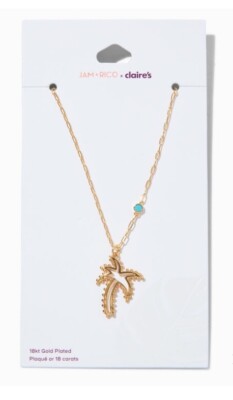 Claire s jam Rico 18 karat gold plated palm tree necklace