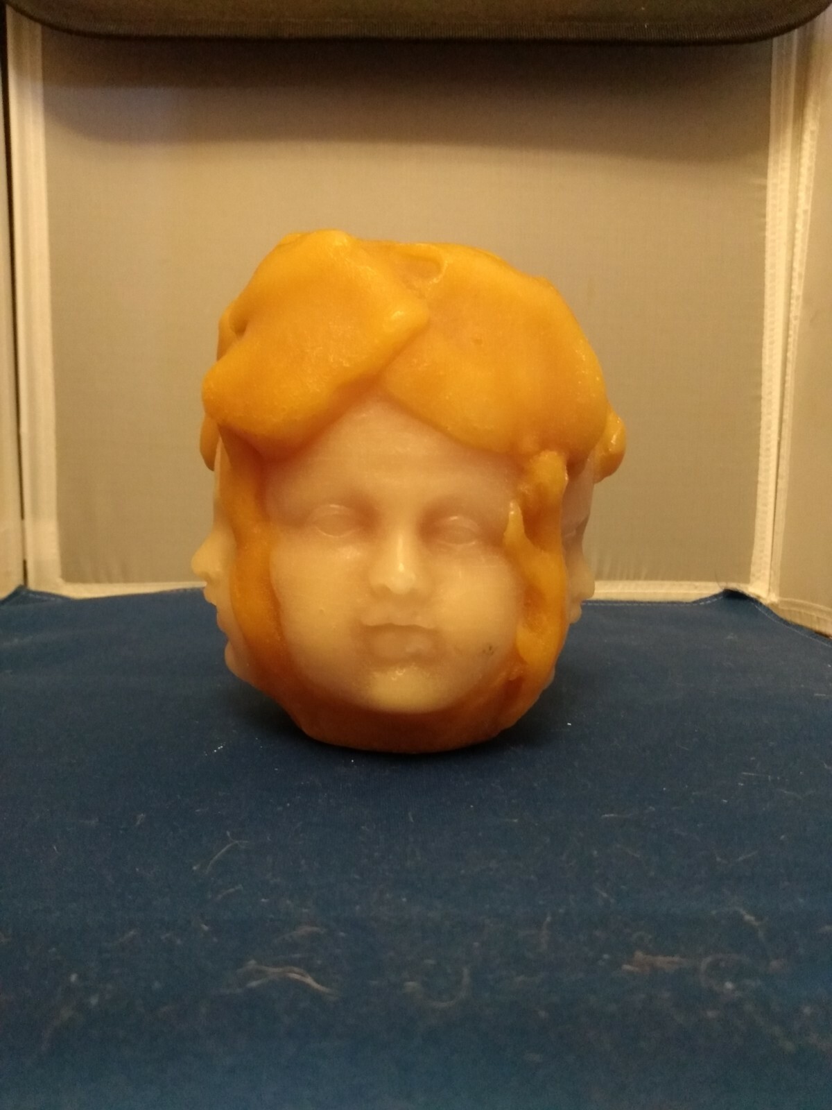 Vintage Wax Candle Cherub Head Three Sided eBay