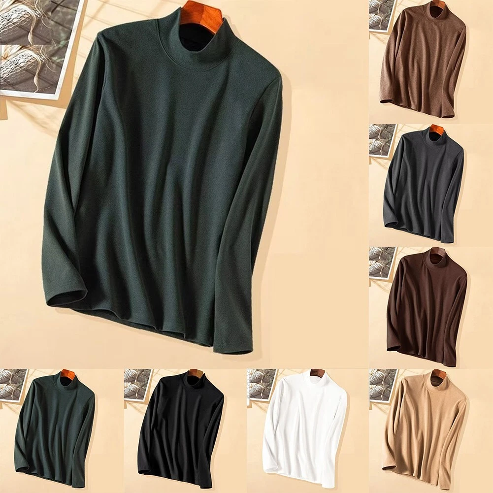 Top T Shirt Mens Casual Half Turtleneck Long Sleeve Soft And Comfortable
