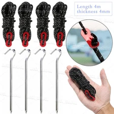 6Pcs Reflective Camping Tarp Tent Rope Runners Guy Line Cord Wind Rope Tent Pegs