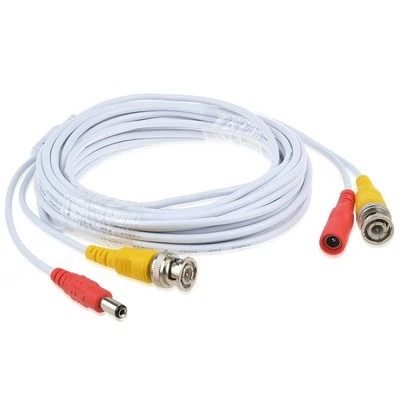 ABLEGRID 25 ft BNC Video Power Cable Wire Cord w Connector for CCTV Security Camera White