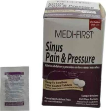 Medi-First 81948 Sinus Pain & Pressure Tablets, 125 envelopes of 2 tablets