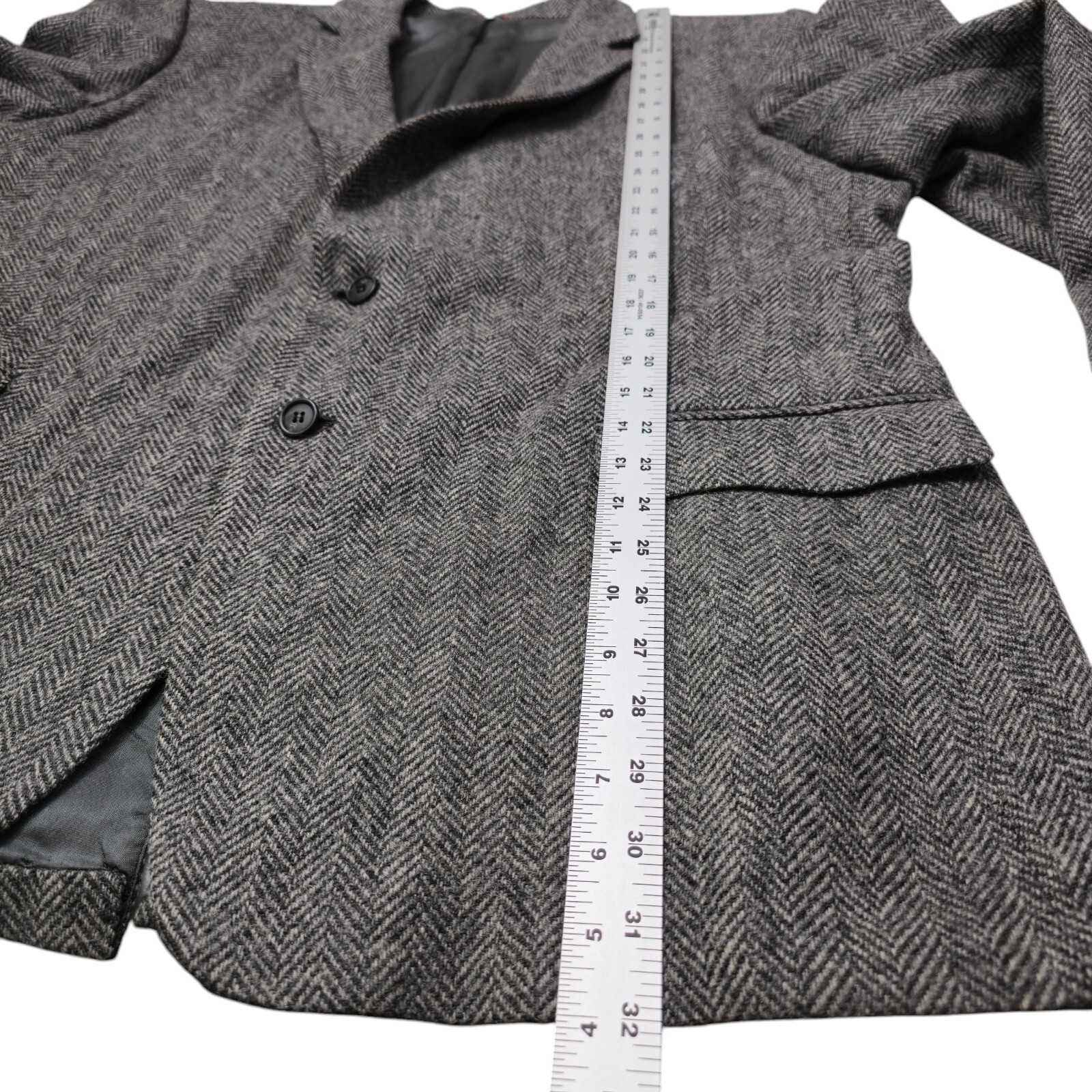 Vintage American Craftsman Jacket Mens Wool Gray Herringbone Sport Coat Size 50