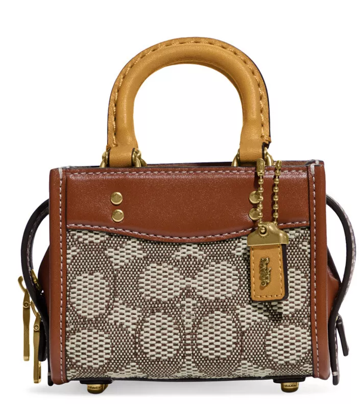 ❤️ Coach Signature Textile Jacquard Micro Rogue Cocoa Burnished Amb  Crossbody