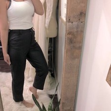 H M black faux leather black pants size 8 new with tags