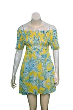 Antica Santoria Taglie Smocked Printed Mini Dress S Women Casual Tiered NW 35949