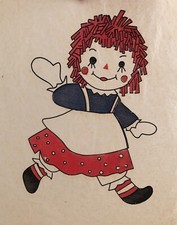 Original Vintage Antique Raggedy Ann Doll Iron On Transfer