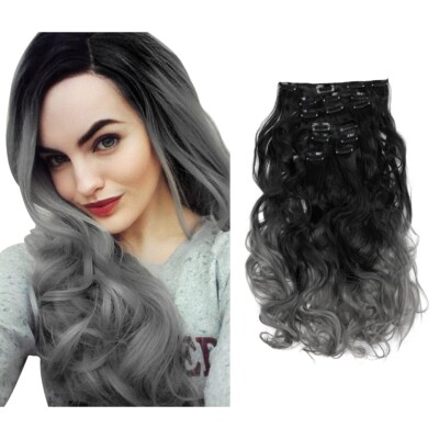 SARLA 7 Pcs Clip in Hair Extensions Synthetic Full Head Curly Wavy 20'' (NEW)
