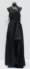 Alfred Sung Women's Draped Satin Twill One-Shoulder Dress NC3 Black Size 4R NWT