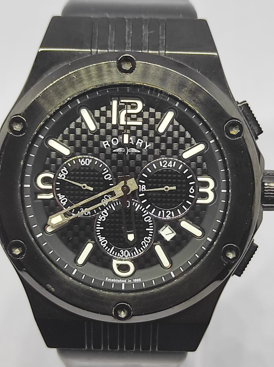 Rotary Gs03632/c/19 Mens Black Stealth Chrono Watch 100m for