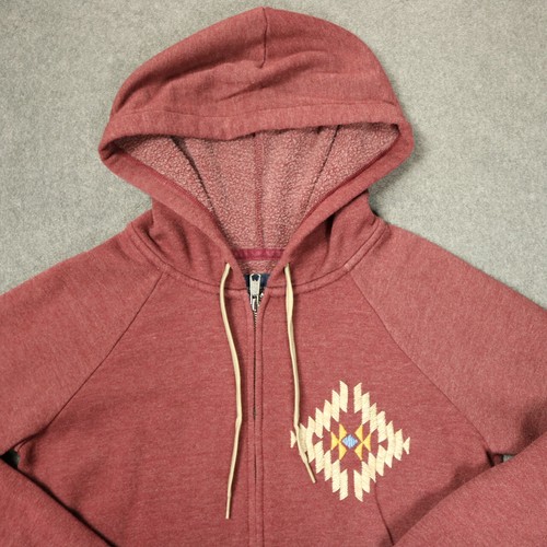 American Eagle Outfitters Embroidered Hooded Sweatshirt Pockets Logo Burgundy XL - Picture 3 of 24