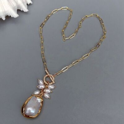 42 Cultured White Keshi Pearl White Gold Plated Cz Pave