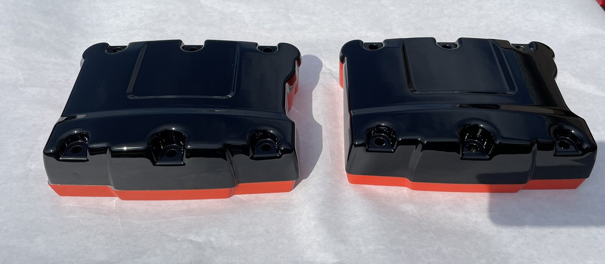 99-17 Harley-Davidson Twin Cam Rocker Box Gloss Black Top & Orange