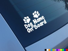 CUSTOM DOG NAME ON BOARD CAR STICKERS DECALS VAN WINDOW BUMPER FUNNY BABY