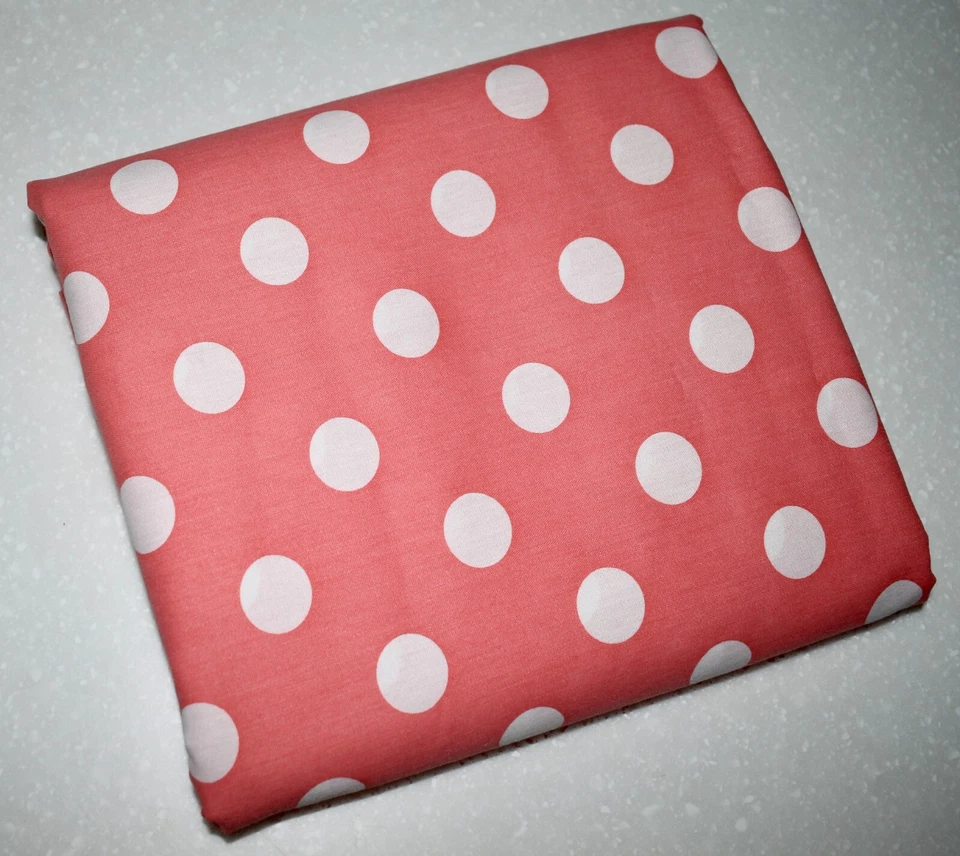 Lot of 2 POLKA DOT Coral/White & Navy FABRIC ❀ 7.77 YARDS TOTAL ❀ Craft Apparel - Image 2 of 4