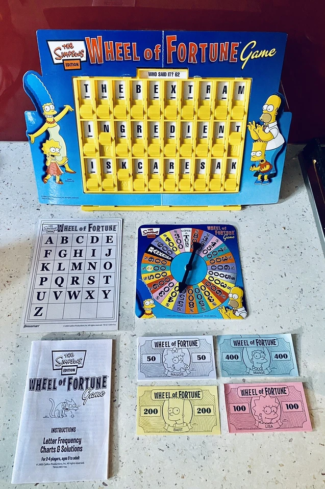 The Simpsons Wheel of Fortune Deluxe Board Game  - Pressed Tin Box - Incomplete - Image 3 of 4