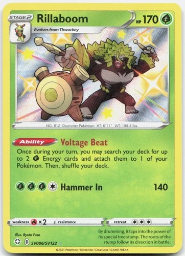 Pokemon TCG Rillaboom Shining Fates: Shiny Vault Shiny SV006/SV122 Holo