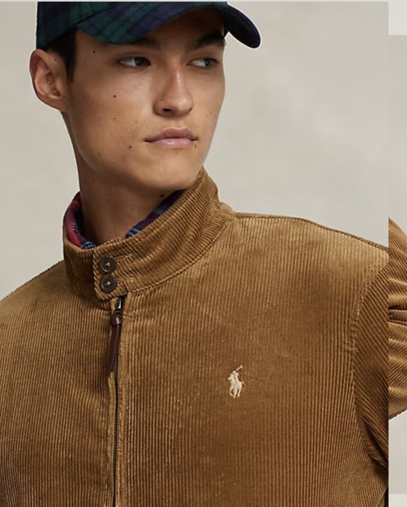 Polo Ralph Lauren Men's Wide Wale Corduroy Full Zip Jacket Brown