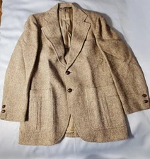 American Craftsman Blazer Men Brown HERRINGBONE Tweed Wool Blazer Sport Coat