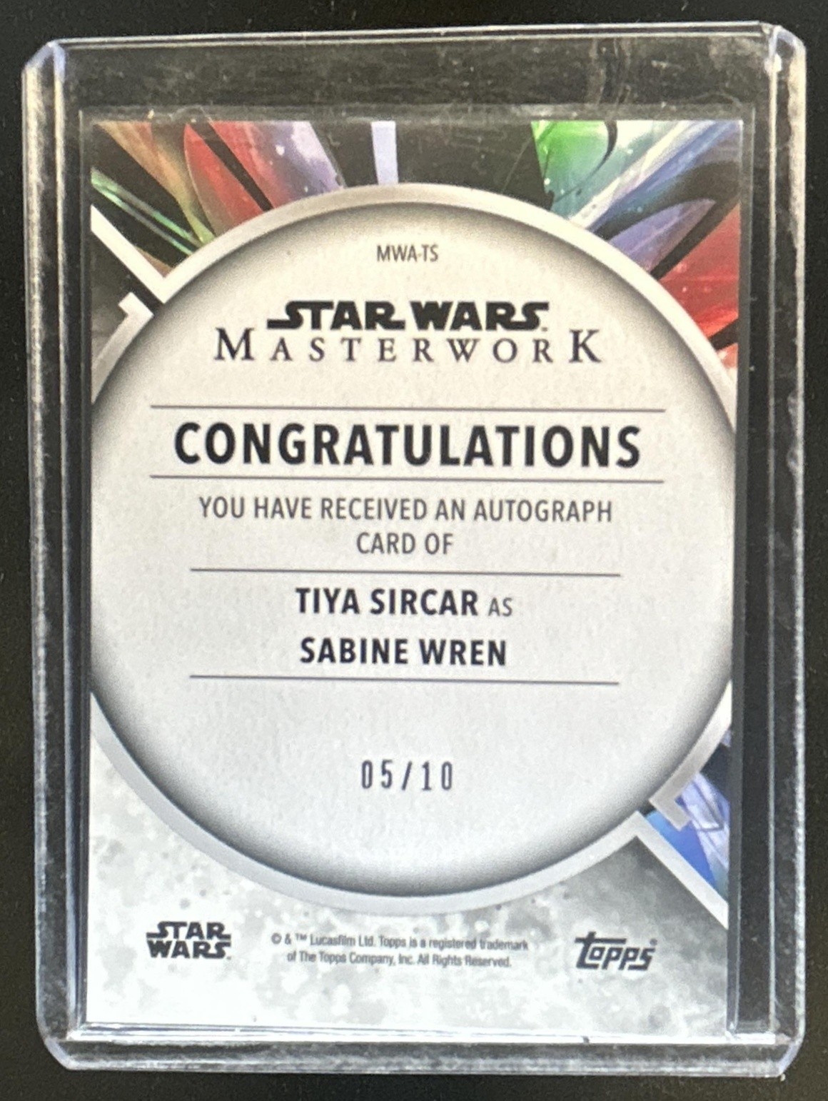 2022 Topps Star Wars Masterwork Tiya Sircar Auto Autograph Wood #/10 view 2