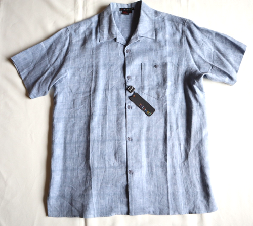 TULLIANO Men`s 100% Linen Short Sleeve Button-Up Shirt size M - Picture 1 of 3
