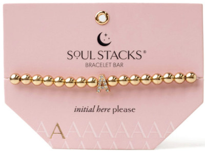 Soul Stacks Beaded Bracelet, Alphabet Charm Stretch Bracelet