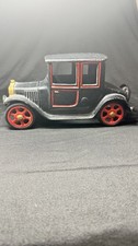 Vintage Cast Iron Toy Sedan Car 1920s 1930s Red Wheels Antique