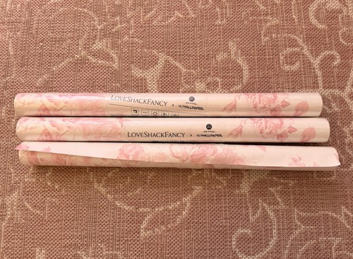 2 NEW / 1 USED LoveShackFancy Everblooming Rosettes Peel Stick Wallpaper Rolls