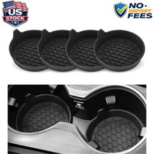 4 Pack Silicone Car Cup Holder Coasters - Universal Non-Slip Cup Inserts Black