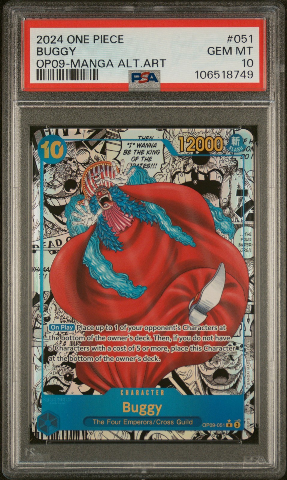 Buggy Manga PSA 10 - One Piece OP09-051 Emperors in the New World English Foil