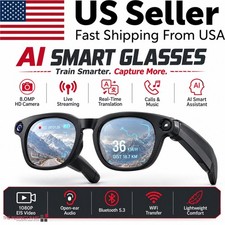 AI Smart Glasses Real Time Translation 8MP Camera Image Recognition 4k HD Video