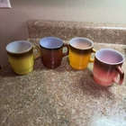 Set of 4 Vintage Anchor Hocking Fire-King Red brown orange yellow Mugs Made USA
