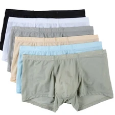 New Men's Straight Legs Underwear Sexy Gay Transparent Ice Silk Boxer Briefs