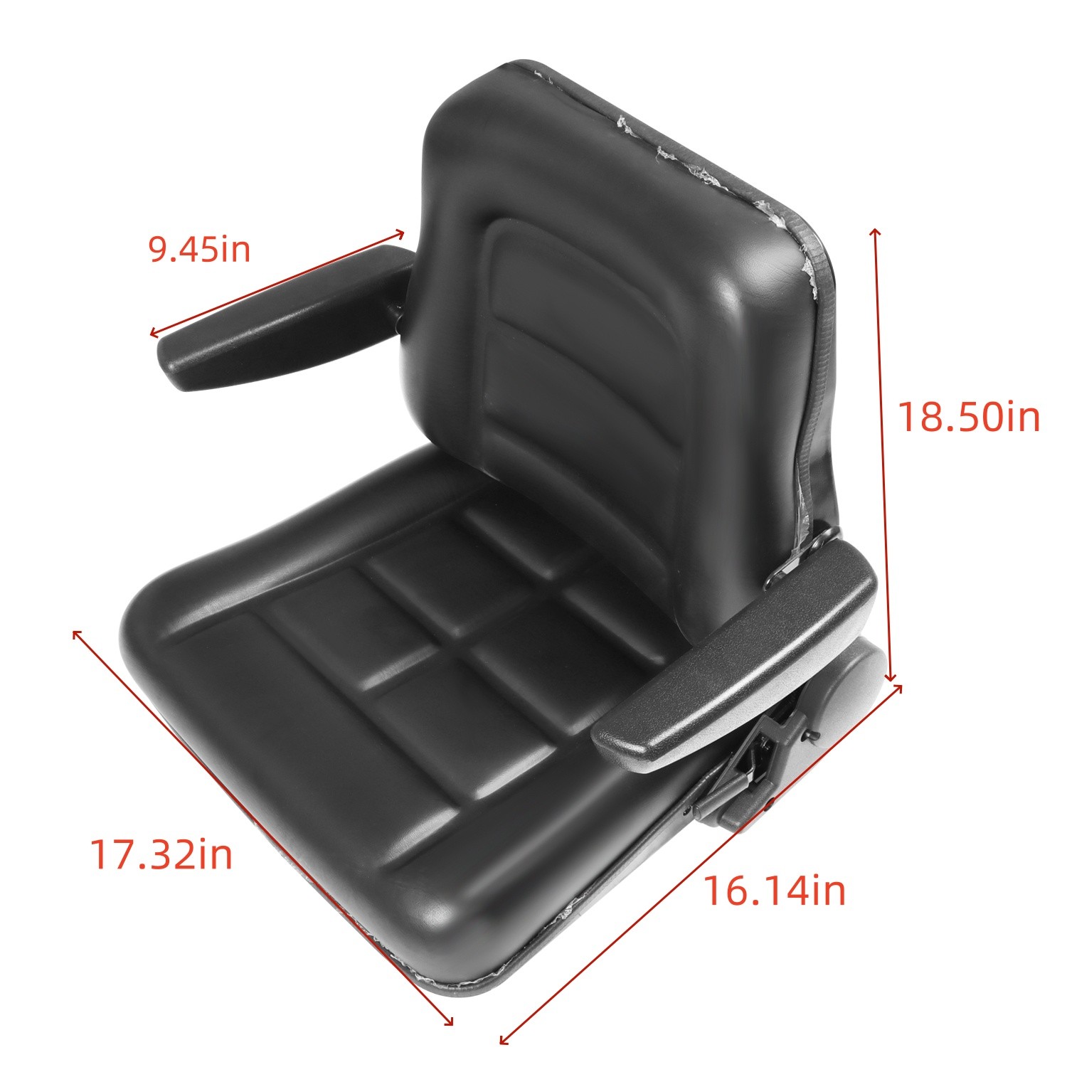 Universal Black Lawn Mower Forklift Tractor Seat W/ Sliding Track Armrest New