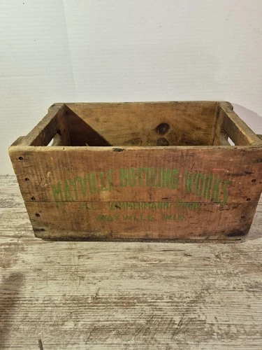Vintage Mayville Bottling Works Wood Crate