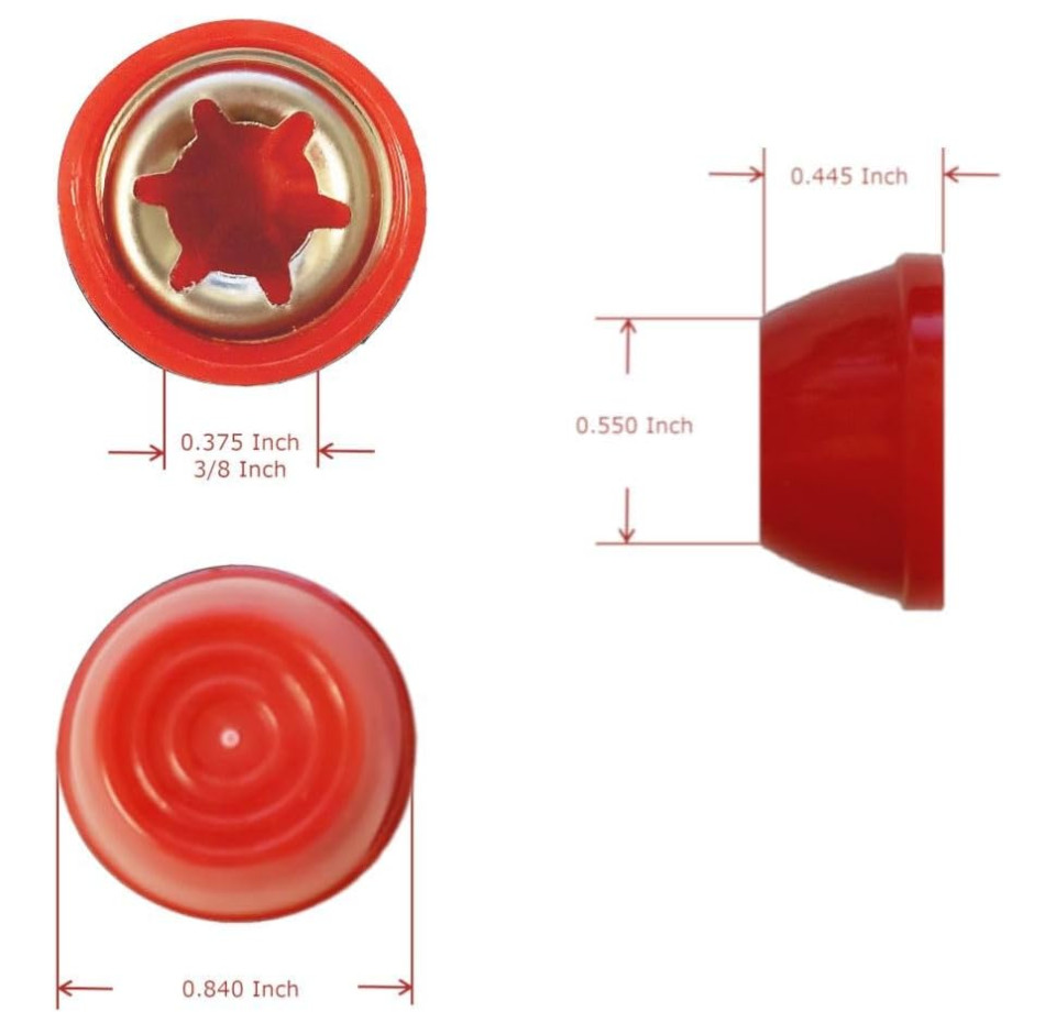 Red Hub Caps 38 Axle for Bike Trike Scooter Wagon