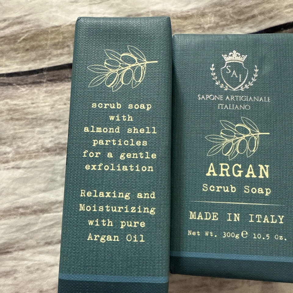 2 Pcs Sai Sapone Artigianale ARGAN Scrub Soap 10.5 Oz RELAXING & Moisturizing - Image 3 of 3