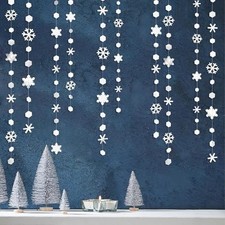 Hanging Snowflake Decorations 3 Strings 13Inch Hanging Shimmering White