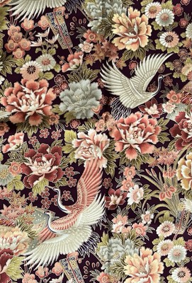 EMPRESS GARDENS By Kathy Hall For Andover Fabrics Cranes Floral 1 Yard X 44 
