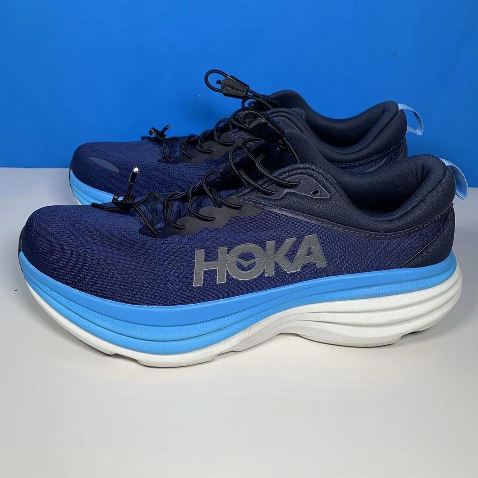 Hoka One One Men's Bondi 8 Size US 10.5 D OSAA 1123202 Walking Running Shoes - Image 2 of 4