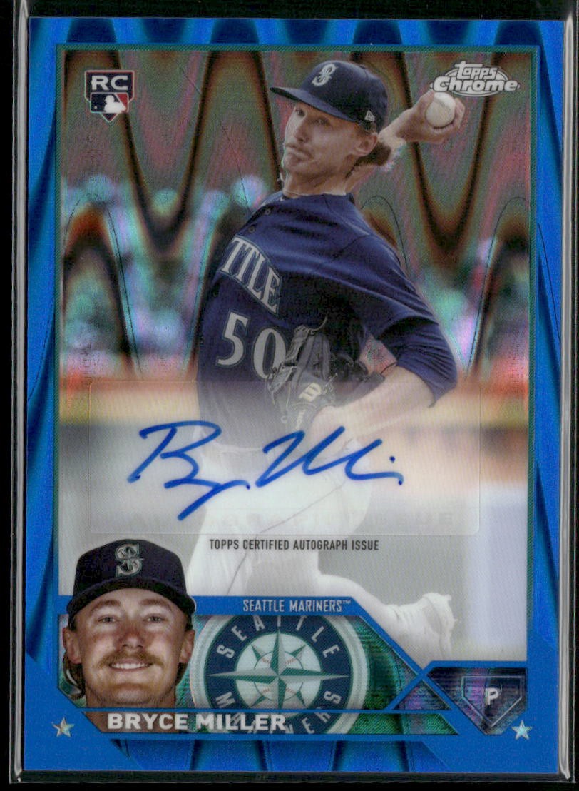 2023 Topps Chrome Update #AC-BMI Bryce Miller Autographs Blue RayWave #/150