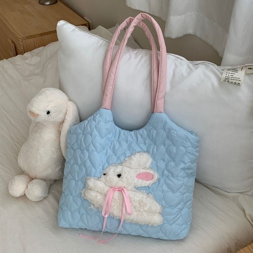 Large Capacity Shoulder Bag Rabbit Embroidery Tote Handbags Women