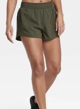 All-in-Motion Women's Mid-Rise Athletic Active Shorts 3" Olive Green Sz XS