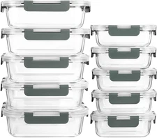 [10-Pack] Glass Meal Prep Containers with Lids, MCIRCO Food Storage Containers w
